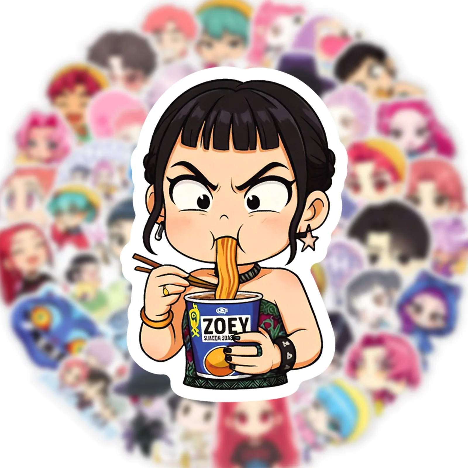 50 unids/set versión Q pegatinas de cazadores de demonios calcomanías de dibujos animados de Anime DIY álbum de recortes teléfono nevera equipaje monopatín bicicleta Juguetes - imagen 4