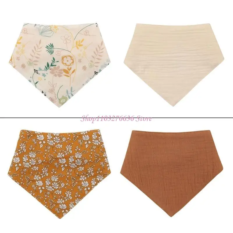 R6FD Baberos con estampado Floral para bebé, cosas para recién nacidos, Baberos alimentación para bebé, accesorios algodón