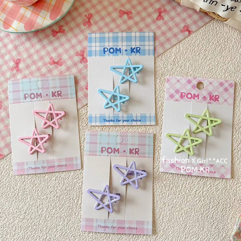 2 unids/set de pinzas para el cabello con forma de estrella de caramelo y dopamina, horquillas de galaxia dulce para niñas con agarre antideslizante, conjunto de accesorios estéticos para el cabello - imagen 4