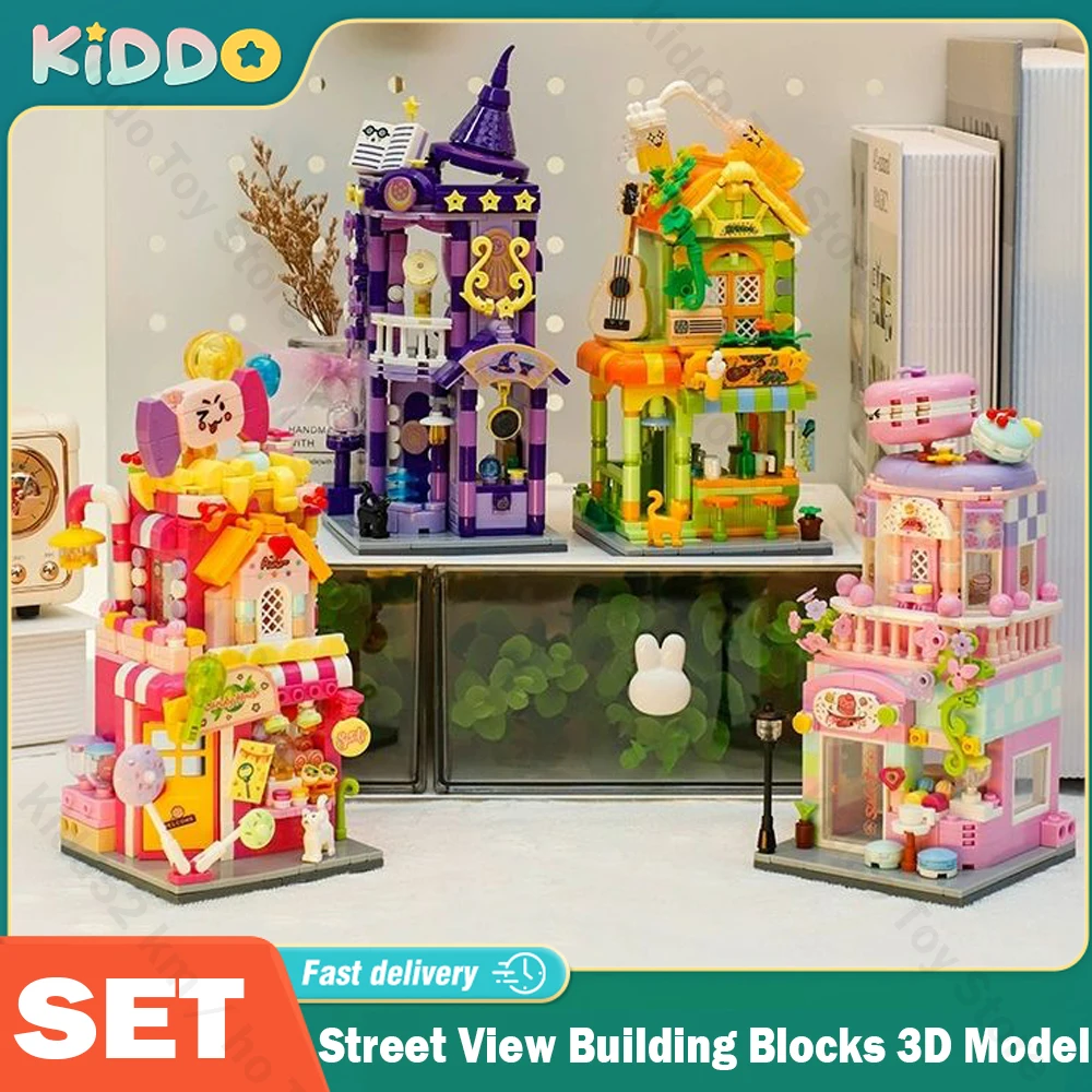 Bloques de construcción de casa Street View, casa mágica, modelo 3D colorido, montaje de ciudad, Mini juegos de ladrillos, Kits para niños, regalos de navidad - imagen 4