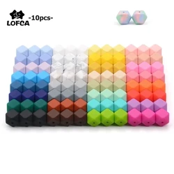 LOFCA10pcs 14mm Mini cuentas hexagonales de silicona mordedor para bebé libre de BPA DIY collar cadena de chupete cuidado de la dentición del bebé infantil