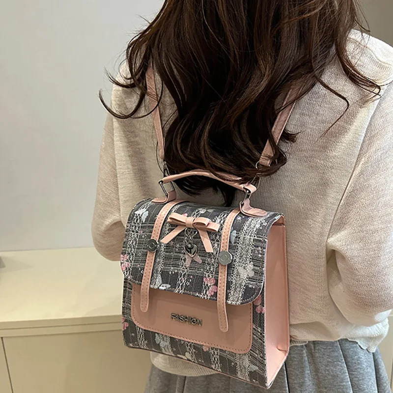 Mochila cuadrada coreana, bolso multifuncional para chicas lindas, varios bolsos de hombro tipo bandolera, bolsos de gran capacidad