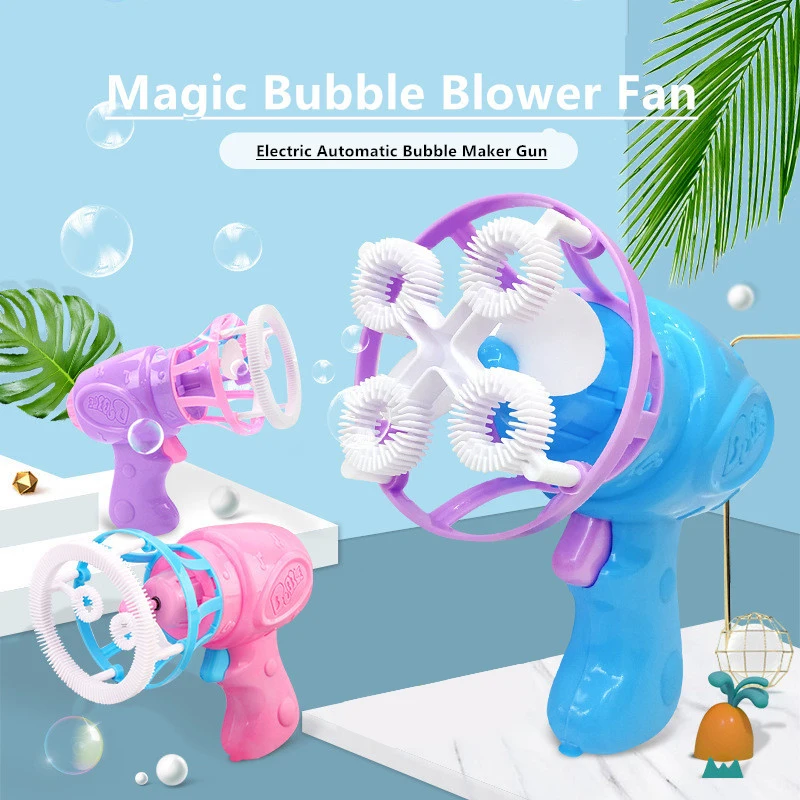 Pistola de burbujas eléctrica para niños, máquina de burbujas, fabricante de burbujas de jabón, ventilador eléctrico para niños, juguetes de juego para parque al aire libre de verano - imagen 2