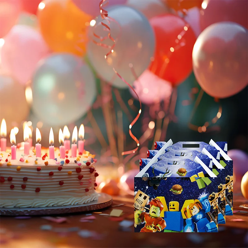 Cajas de recuerdos de fiesta de juegos para niños, suministros de decoración de cumpleaños, caja de regalo de Robot, caja de dulces para Baby Shower, caja de pastel pequeña de papel - imagen 4