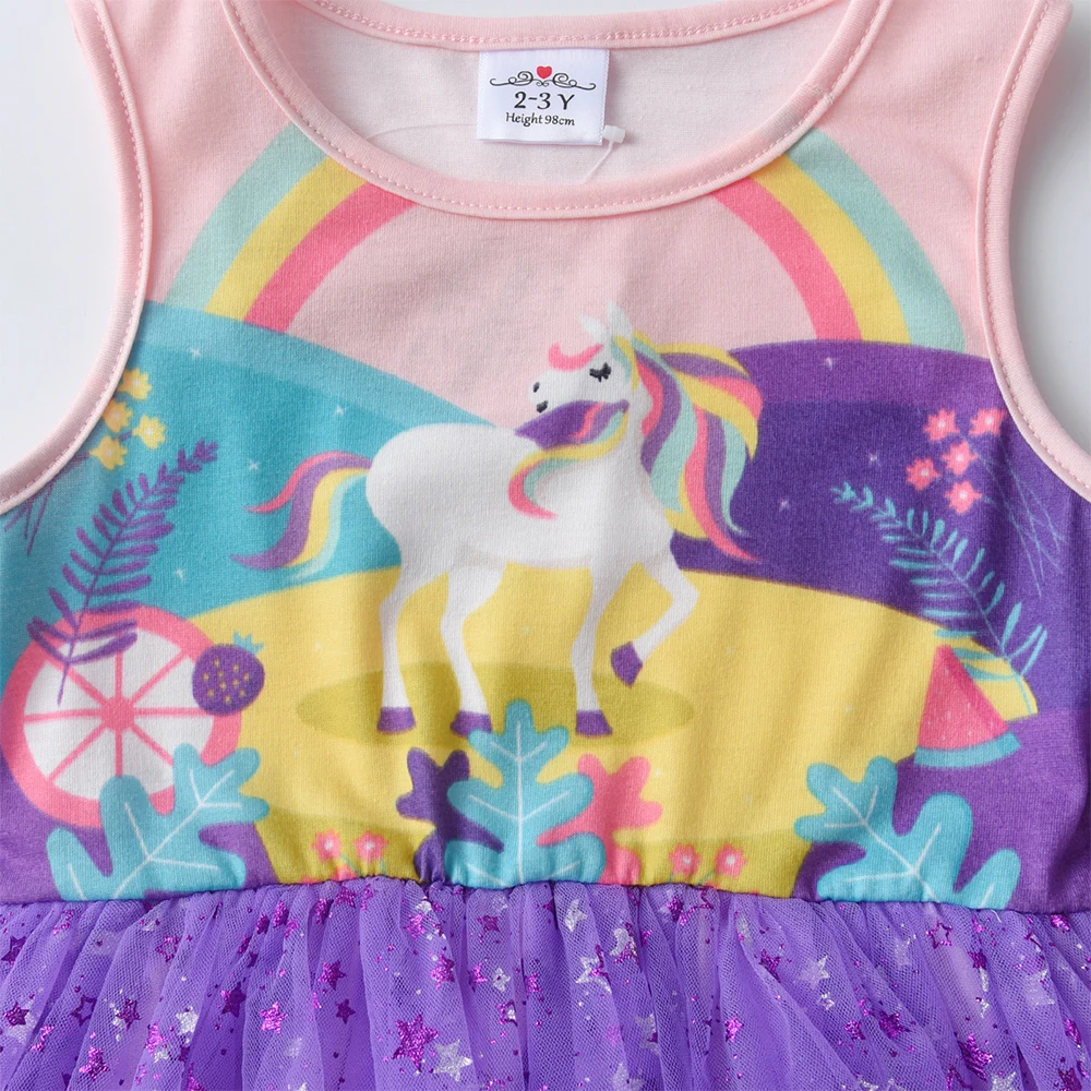 Dxton vestido princesa sin mangas – Estampado arcoíris para niña - imagen 4