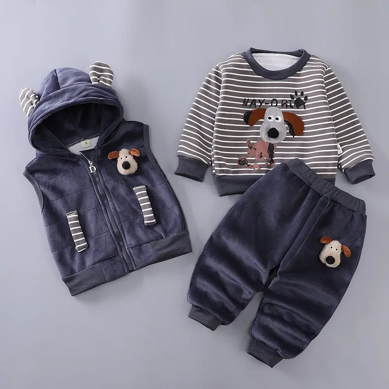 Conjunto otoño invierno para bebé con chaleco lana y estampado perro - imagen 2
