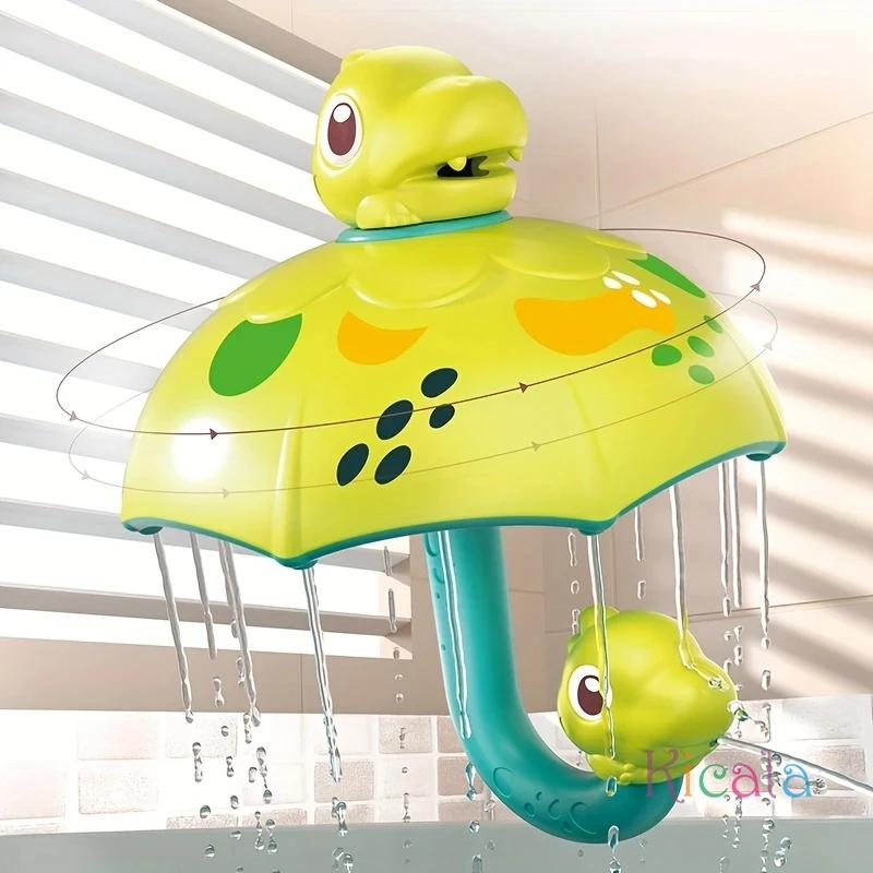 Juguete de baño de dinosaurio con ducha, juego de agua, juguete de rol de animales para preescolar, incluye paraguas, natación educativa, juguete de regalo de verano - imagen 4