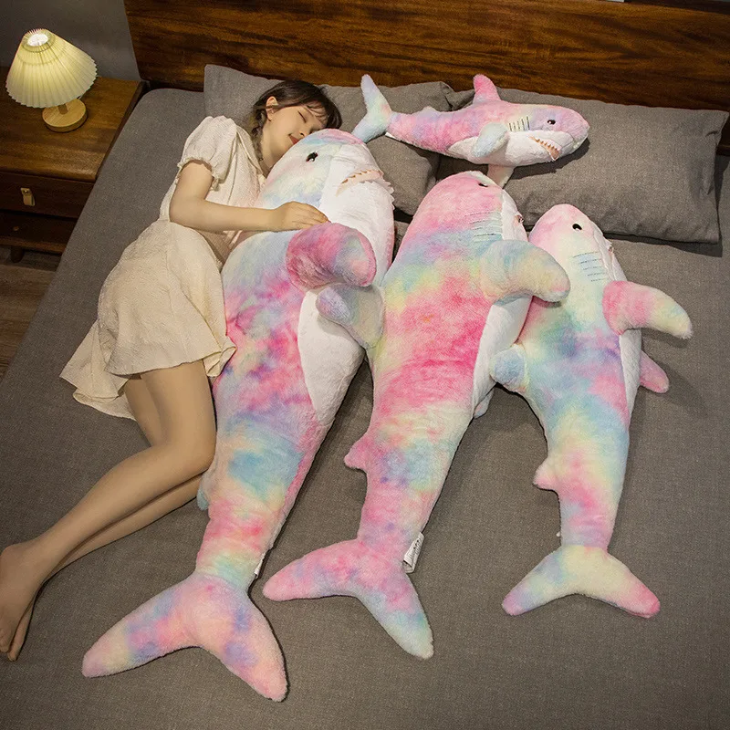 Peluche de tiburón gigante colorido almohada animal cojín suave - imagen 2
