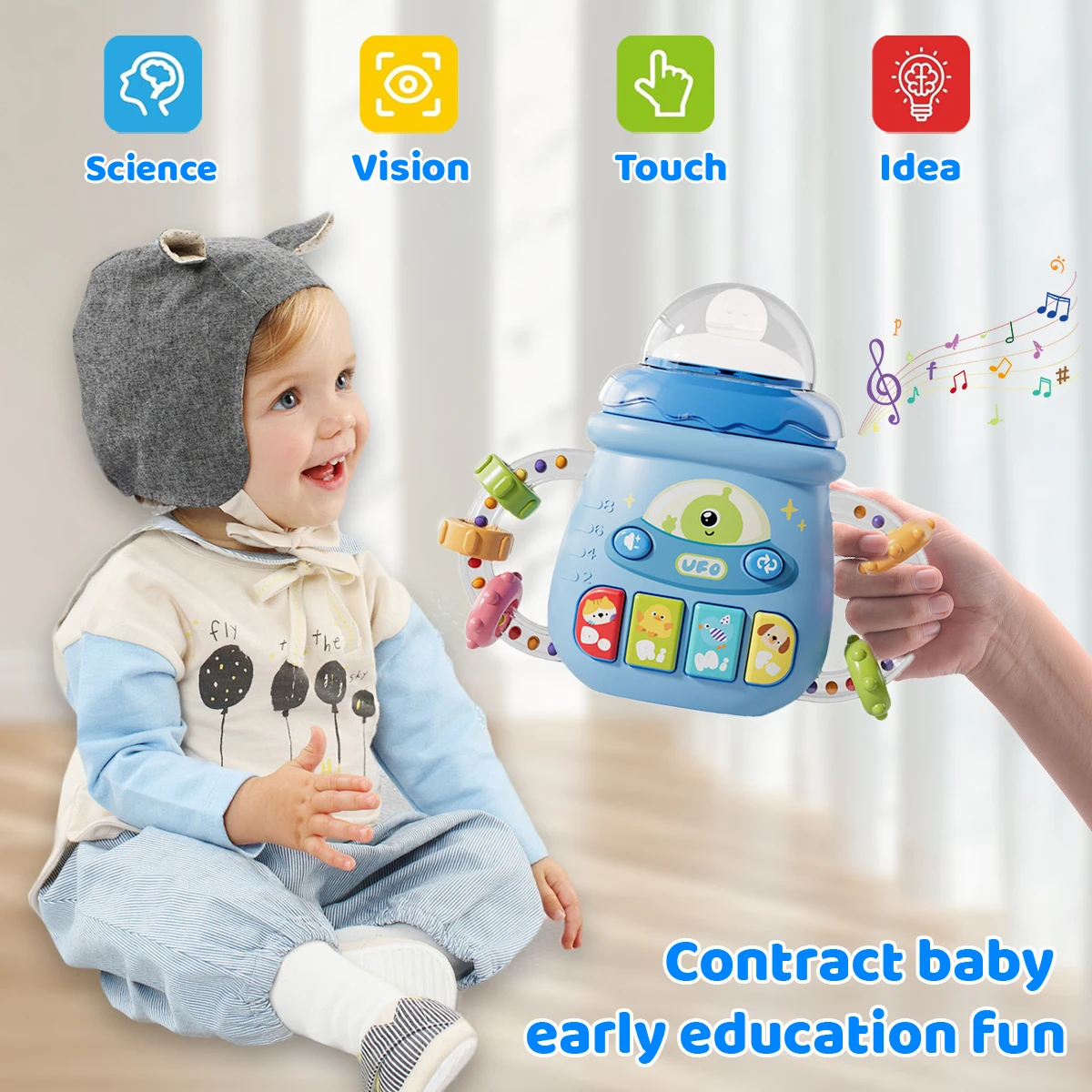 Juguete musical para bebe - Movil calmante con sonajero y mordedor - imagen 4