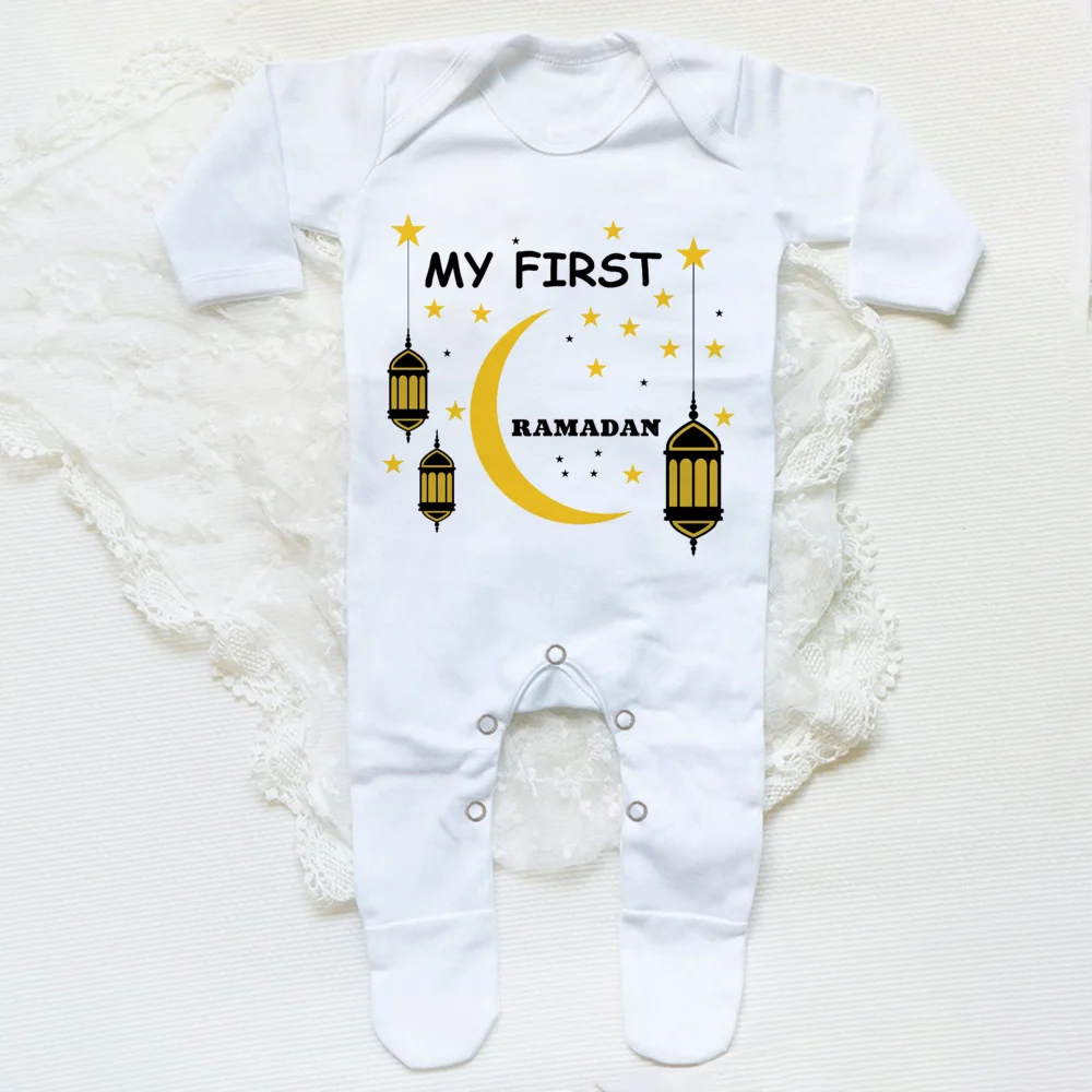 Mi primer Ramadán estampado bebé Sleepsuit niños niñas ropa recién nacido primer Ramadán Babygrow Sleepsuit recién nacido ducha regalo mamelucos - imagen 3