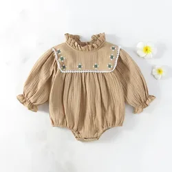 Body Milangel con volantes bordados y manga abullonada para niña