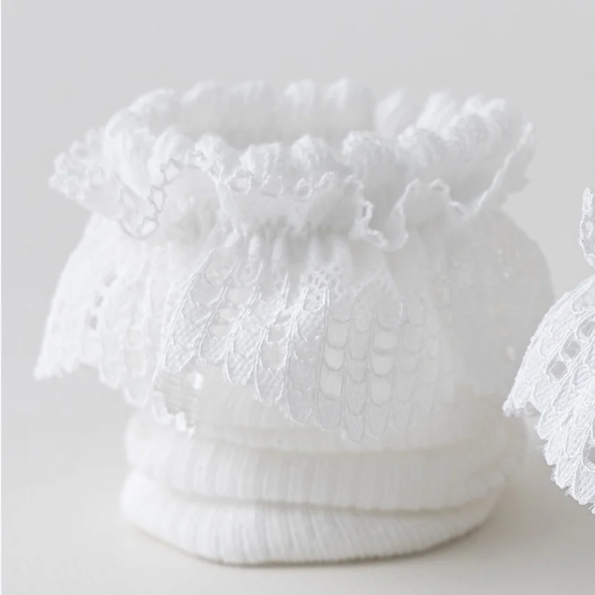 Calcetines largos de encaje para bebé – Medias princesa de algodón - imagen 3