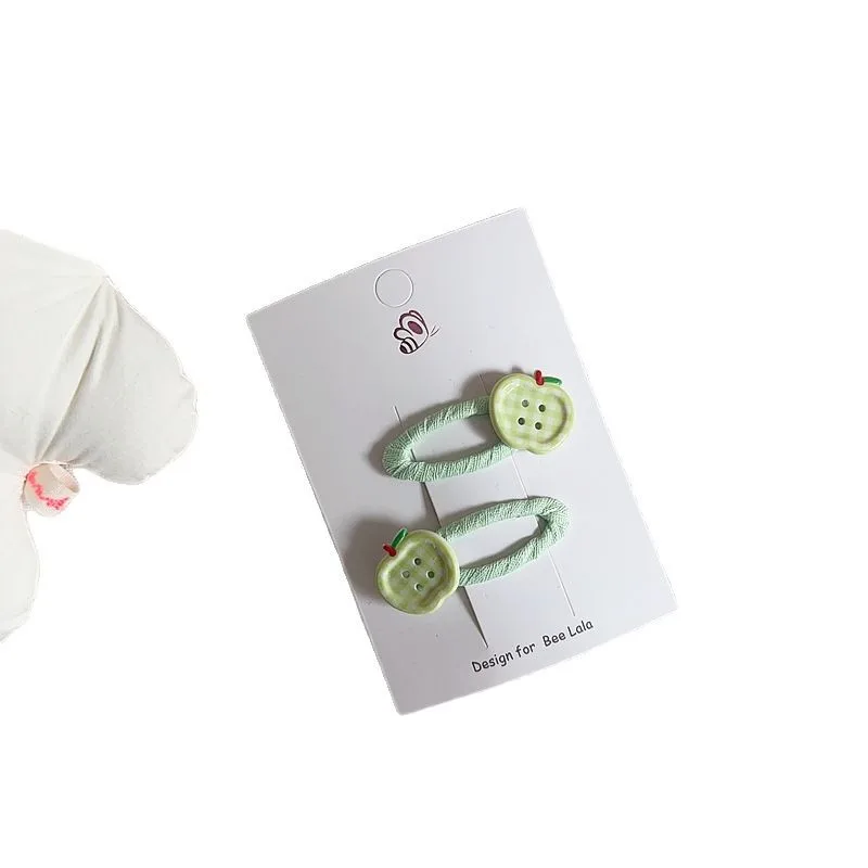 2 unids/set diseño creativo Kawaii coreano niños niña Clip de pelo lindo a cuadros Apple Bang Clip LATERAL para bebé accesorios para el cabello de resina - imagen 5