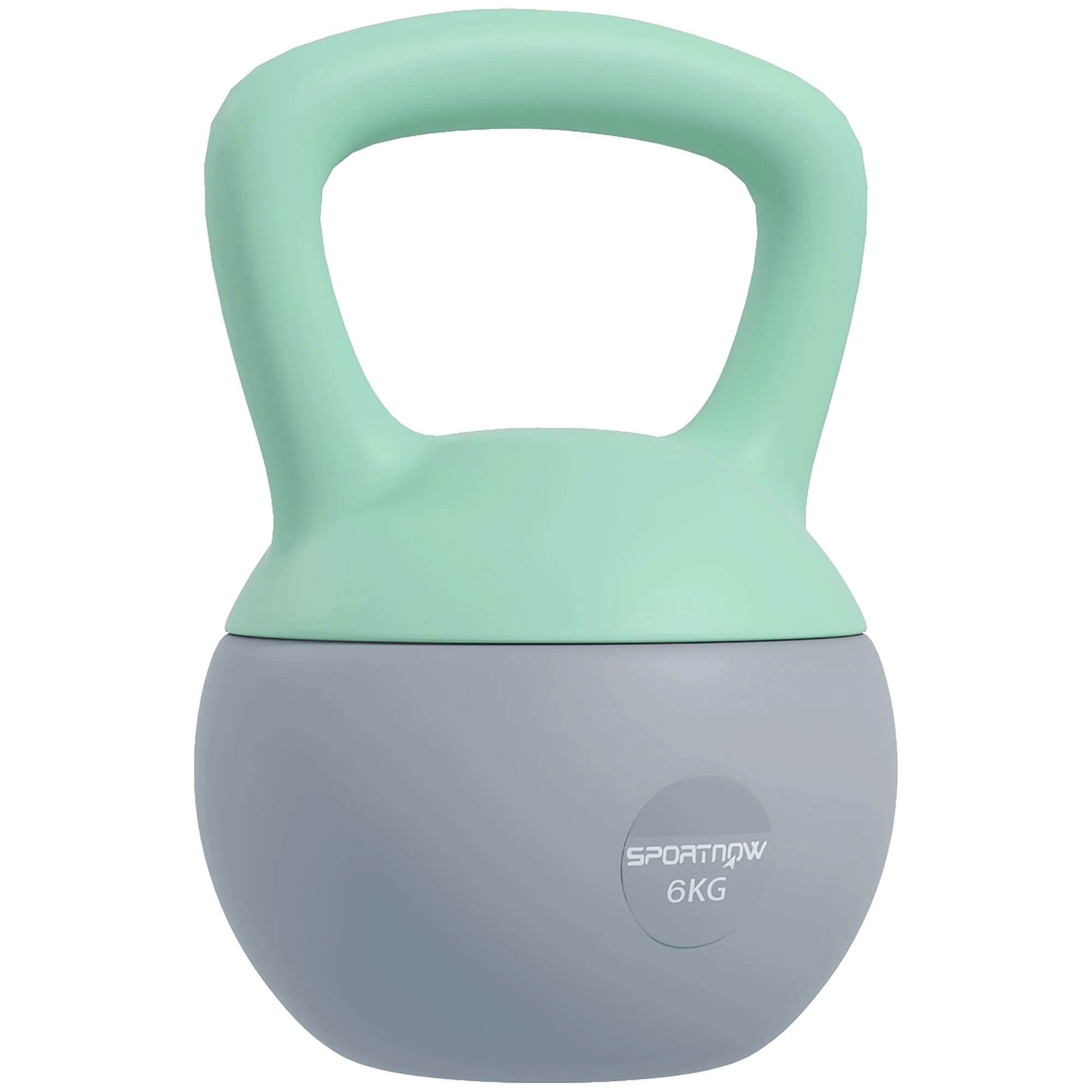 SPORTNOW Pesa Rusa 6 kg Soft Kettlebell Relleno de Arena Metálica y Mango Antideslizante para Entrenamiento Culturismo en Casa Gimnasio Verde y Gris - imagen 2