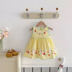 Vestido bebé sin mangas verano bordado animales pato conejito