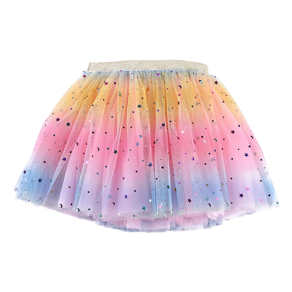Traje de baile con falda de lentejuelas arcoíris y alas para niña - imagen 4
