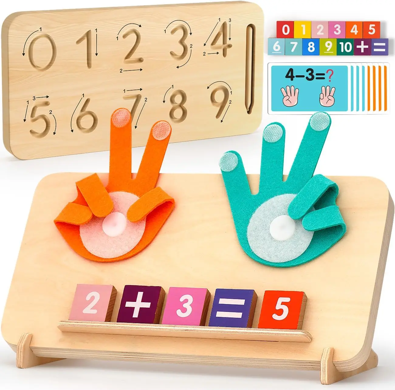 Tablero de rastreo dedos doble cara Montessori madera niños pequeños