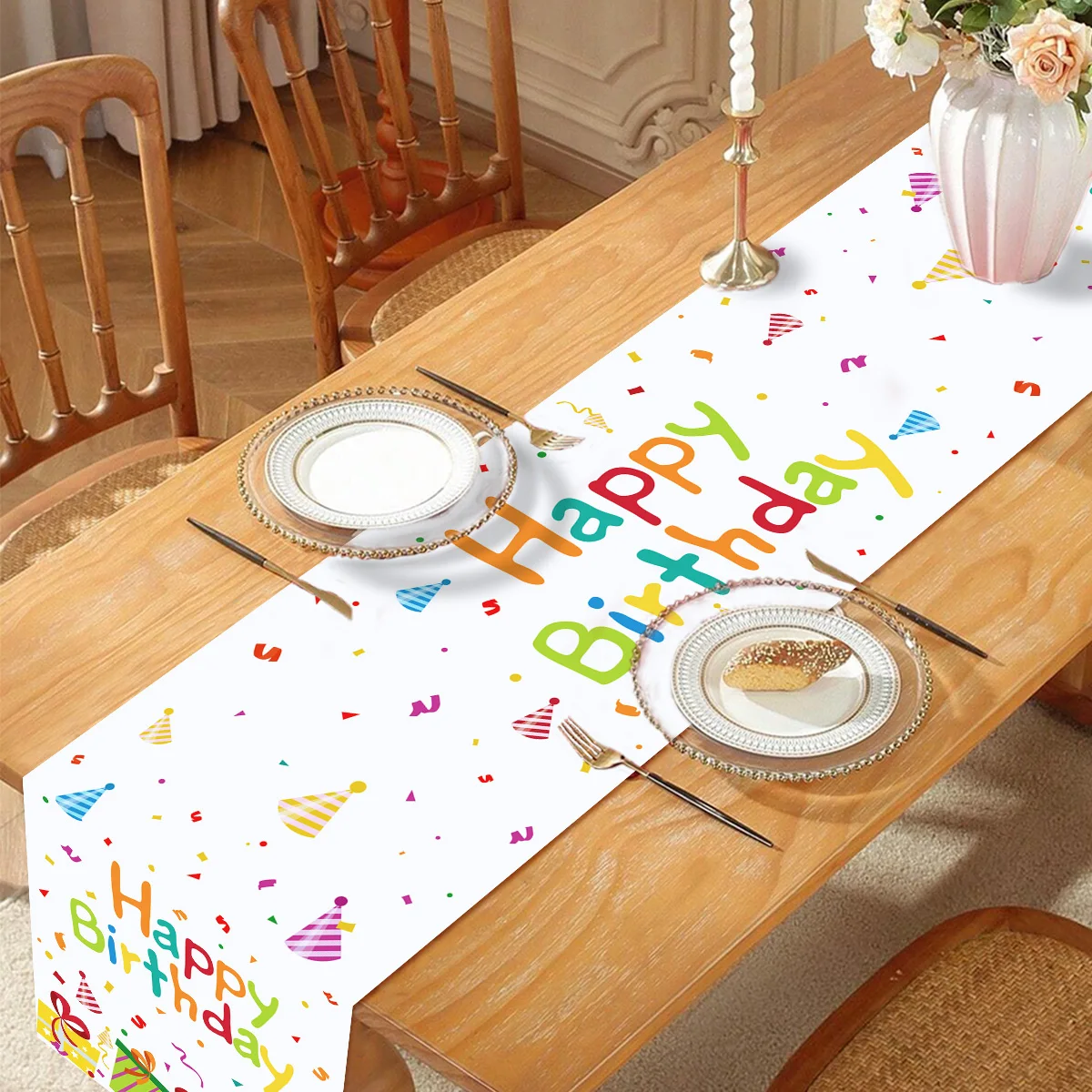 Caja de regalo de fuegos artificiales coloridos, corredor de mesa de cumpleaños, decoración para fiesta de cumpleaños, decoración para niños, regalo, cocina, cubierta para mesa de comedor - imagen 2