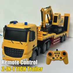 2 en 1 11CH RC remolque camiones planos conjunto de camiones combinados con excavadora ingeniero vehículo 2,4G coche de Control remoto regalos de navidad