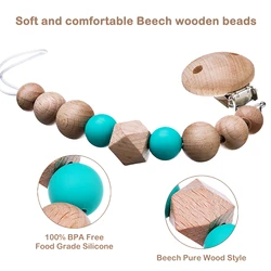 Nuevos Clips para chupete, cadena de cuentas de silicona, soporte de madera con Clip, cadena, juguetes para la dentición del bebé, regalos para masticar, sin BPA