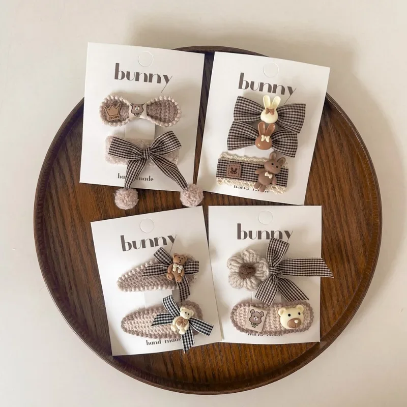 Pinza de pelo para niña pequeña, pasador de pelo con lazo de princesa dulce, de dibujos animados, para otoño e invierno, 2 piezas - imagen 2