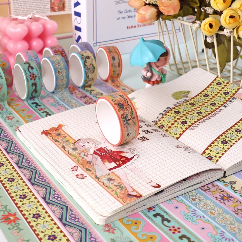 Set de 12 cintas washi doradas para manualidades y scrapbook - imagen 3