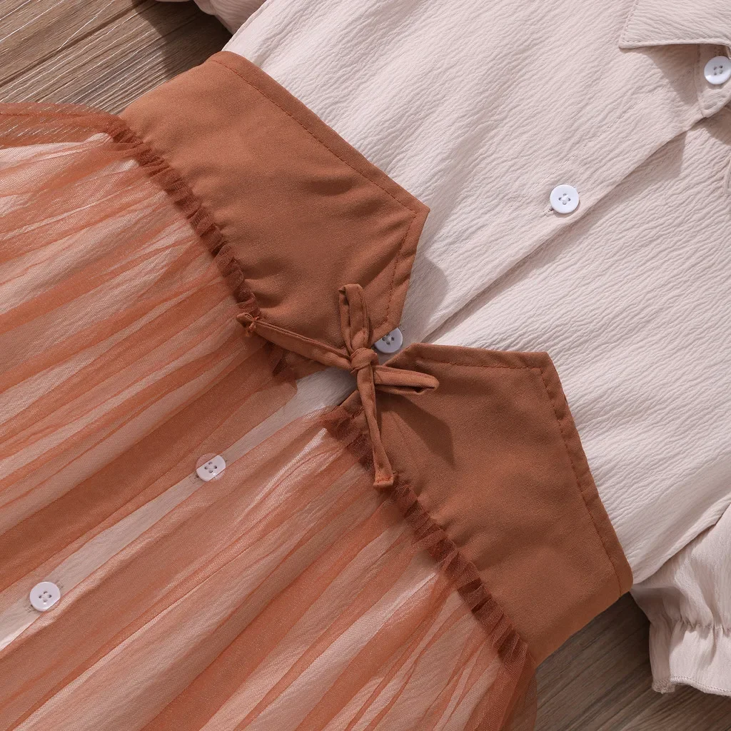 Vestido retro para niña adolescente – Marrón manga corta fiesta - imagen 4
