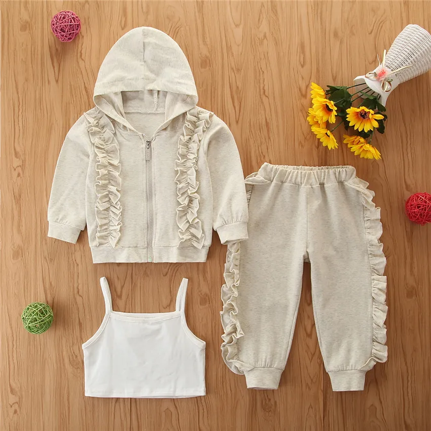 Conjunto de ropa de primavera para niña pequeña, traje deportivo informal coreano con capucha, abrigo de manga larga para bebé, pantalones y chaleco, BC326 - imagen 2