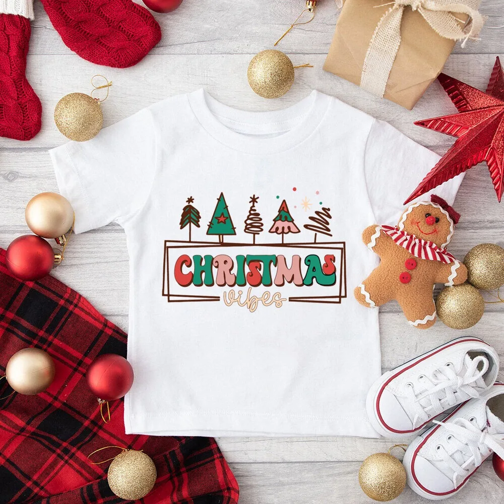 Camisas con estampado de Feliz Navidad para niños, traje de fiesta de Navidad para niños y niñas, camiseta navideña para niños, Tops de Navidad - imagen 5