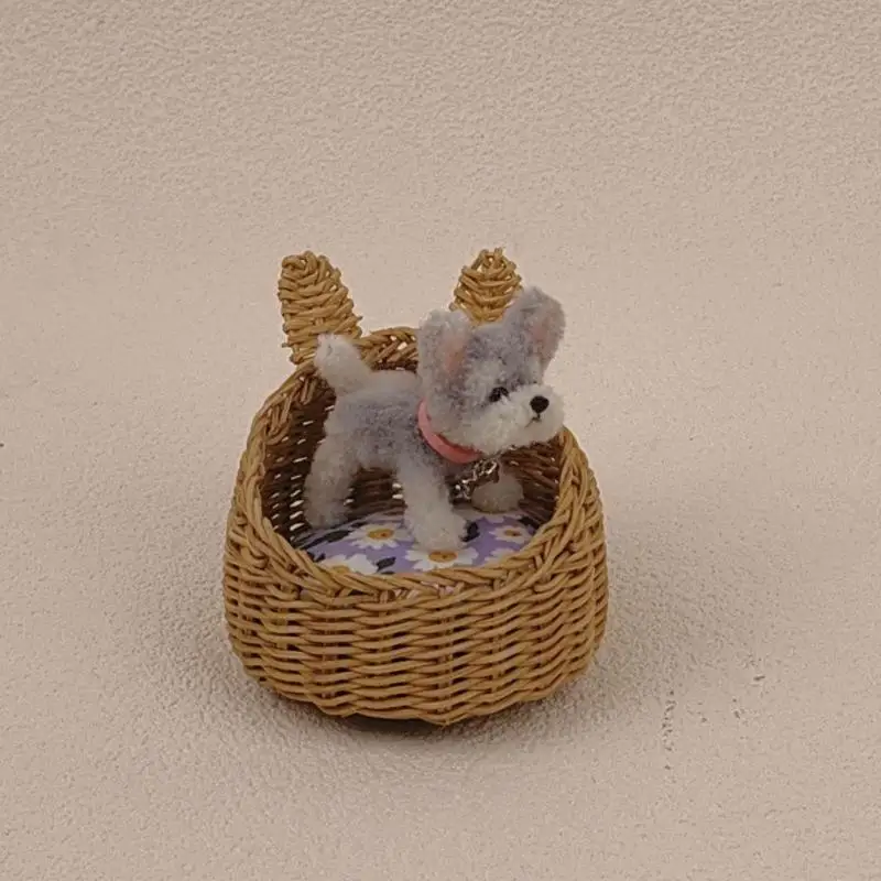 Cesta en miniatura para casas de muñecas, accesorios tejidos, accesorios de escena de puneta tejida, accesorio para casas de muñecas a escala 1/12 - imagen 3