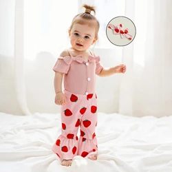 Conjunto verano niña pelele con lazo, pantalones acampanados y diadema