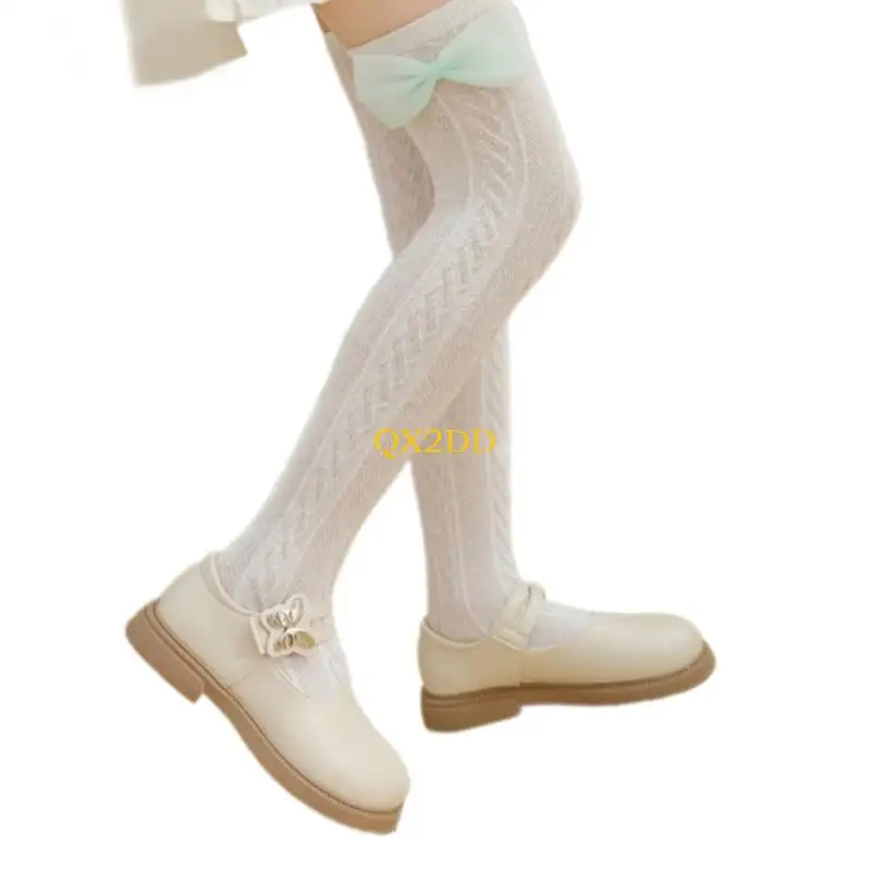 QX2D Nonslip sobre Calcetines para rodilla para niñas Lace decorativo encaje decorativo encaje decorativo y detalle - imagen 5