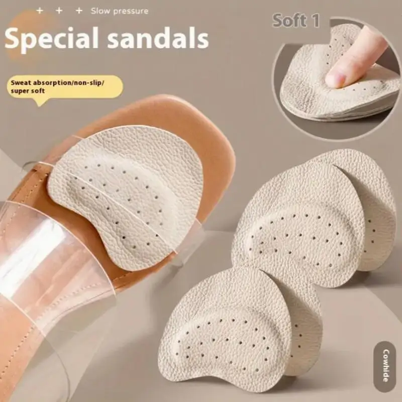 Sandalias pegatinas antideslizantes 4 Uds almohadilla de piel de cerdo para el antepié tacones altos para mujer plantilla para aliviar el dolor cojín del dedo del pie almohadillas para zapatos para el cuidado de los pies - imagen 3