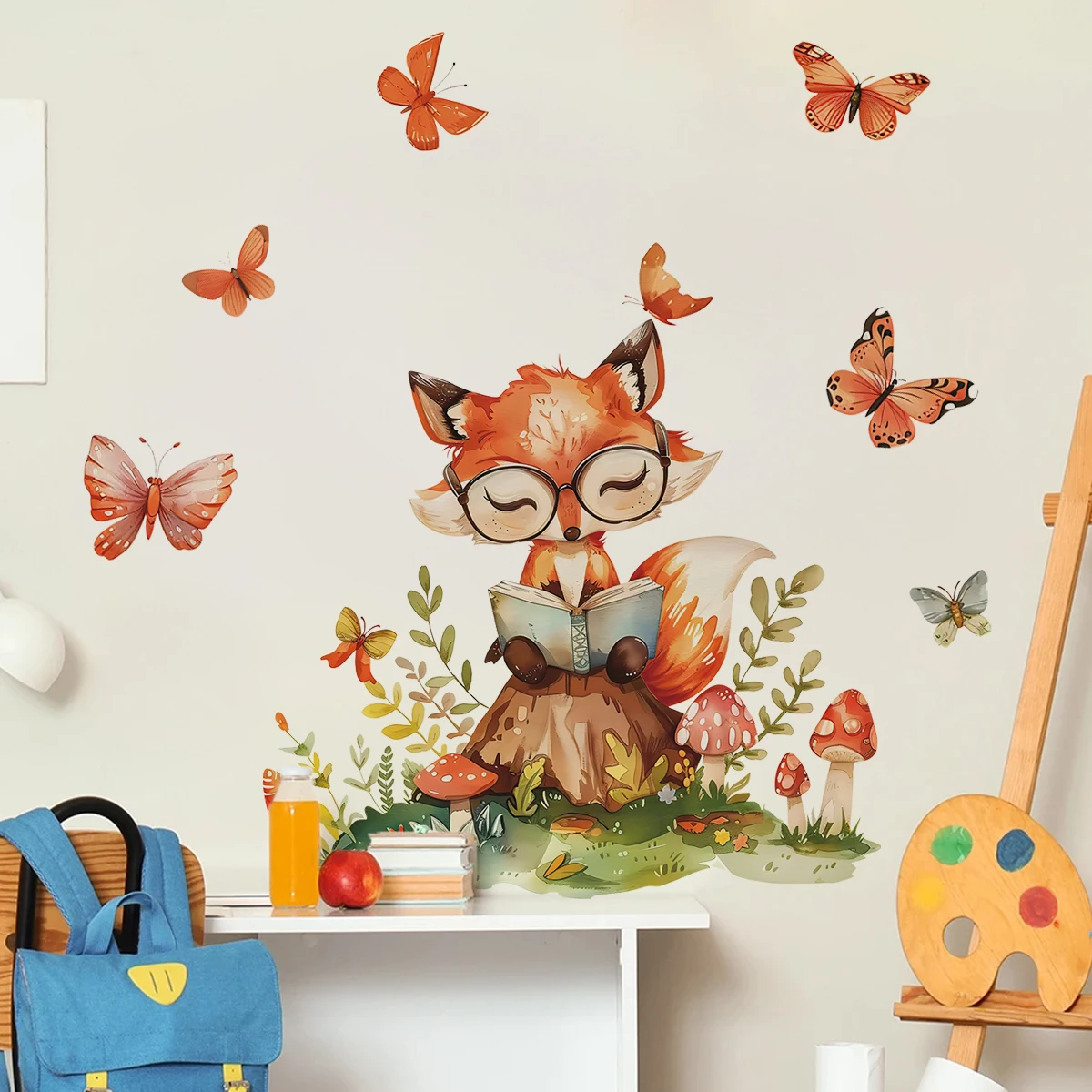 Pegatina pared infantil zorro con mariposas – Vinilo habitación - imagen 4