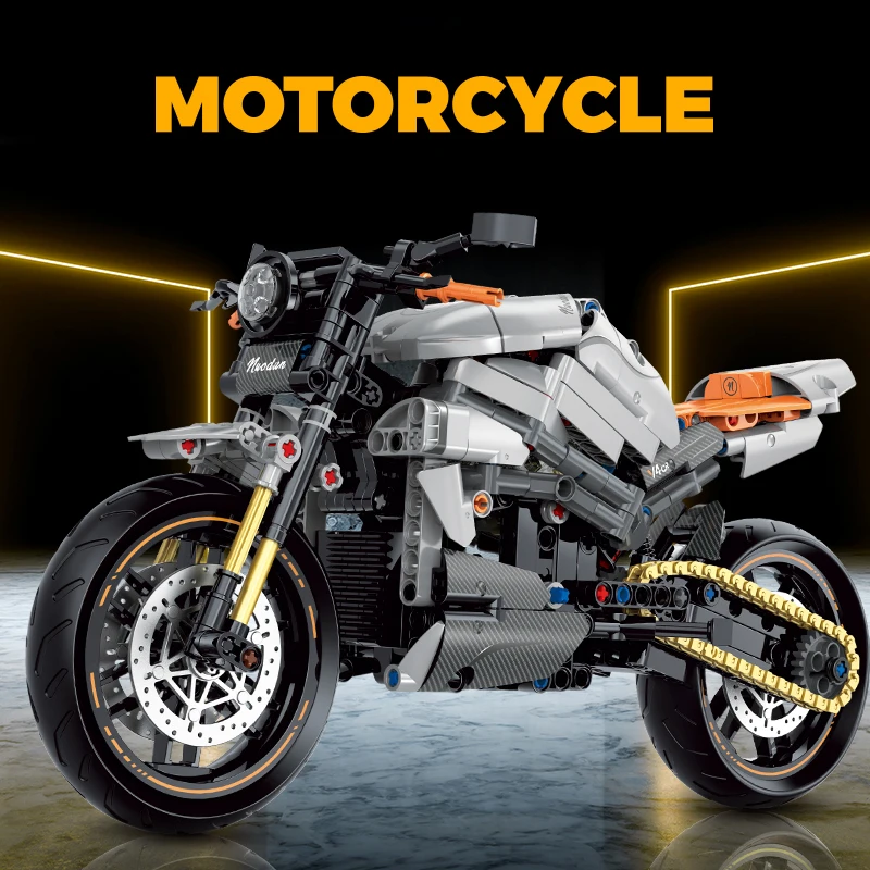 Modelo de motocicleta urbana 1:8, bloques de construcción MOC, vehículo de motocicleta, bloques técnicos, regalos de cumpleaños, juguetes para chico, niños y adultos - imagen 2