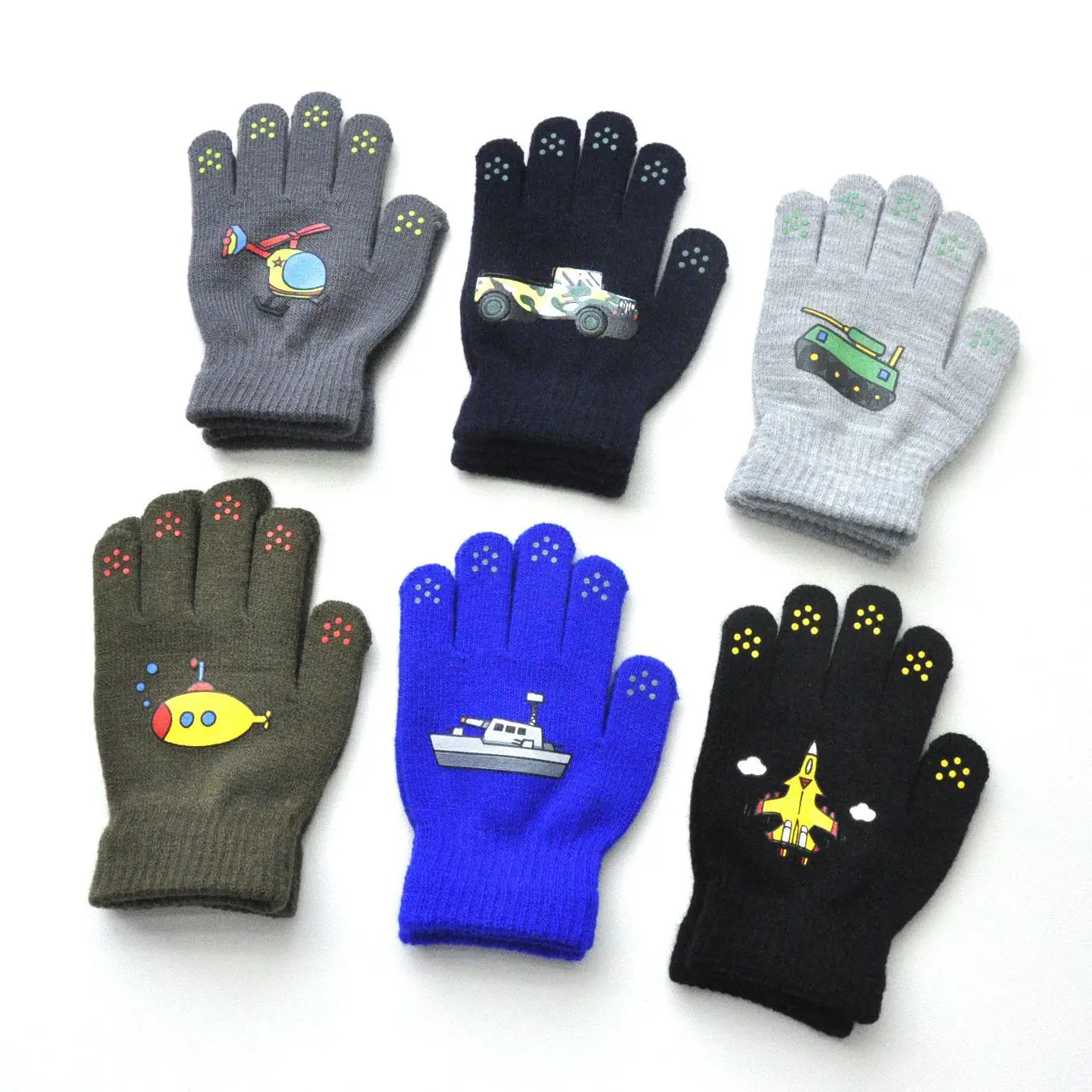 Cool Cars-guantes cálidos tejidos para niños, para bebés de 5 a 12 años, manoplas con dedos completos para invierno, guantes para ciclismo y esquí al aire libre