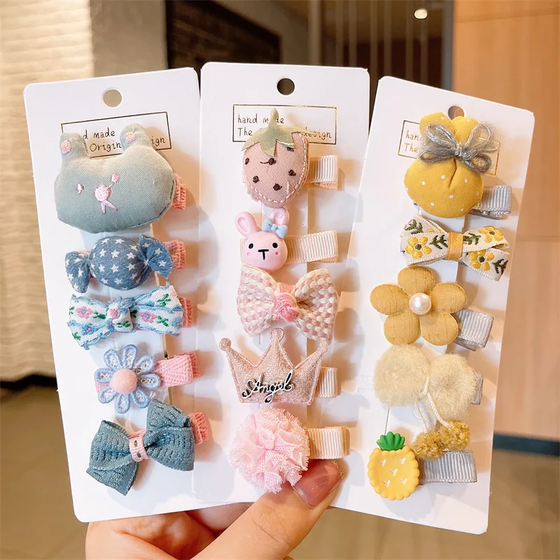 5 unids/set lindo Kawaii bebé lazos Clip de pelo para niños niñas Color sólido horquillas pasadores sombreros hechos a mano accesorios para el cabello regalos - imagen 3
