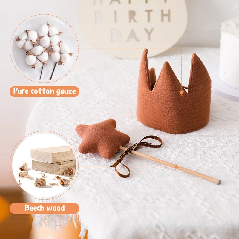 Sombrero de fiesta de cumpleaños para bebé, diadema con corona de princesa, varita mágica, pancarta de juguete, pastel de cumpleaños para niños, accesorios de fotografía para fiesta, regalos para bebé - imagen 3