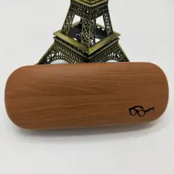 Estuche para gafas de madera y metal con cuero PU antiarañazos