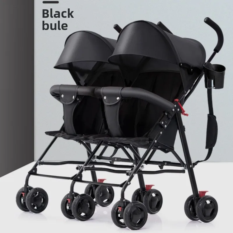 Cochecito de bebé doble, asiento doble plegable, cochecito doble ligero con diseño antideslizante, reposabrazos desmontable, marco reforzado - imagen 3