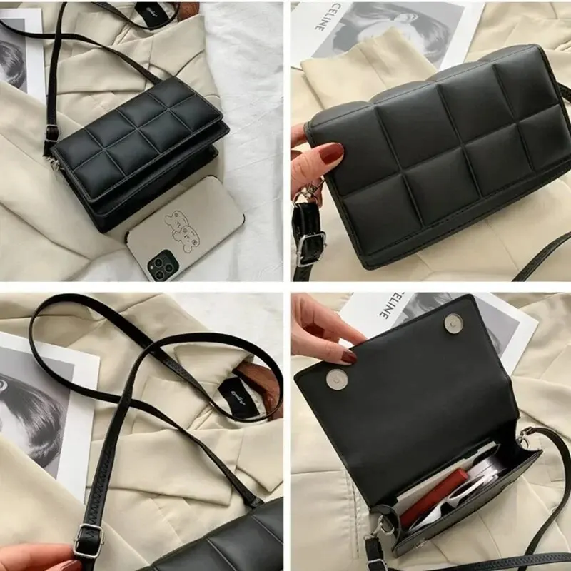Bolso bandolera pequeño de piel sintética para mujer clásica