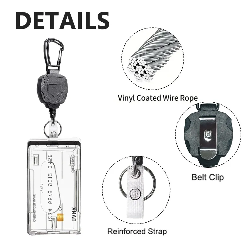 Clip para carrete de insignia, cubierta para tarjeta de crédito, funda para tarjeta de autobús, soporte retráctil para insignia, Clip para insignia, soporte de identificación resistente - imagen 4