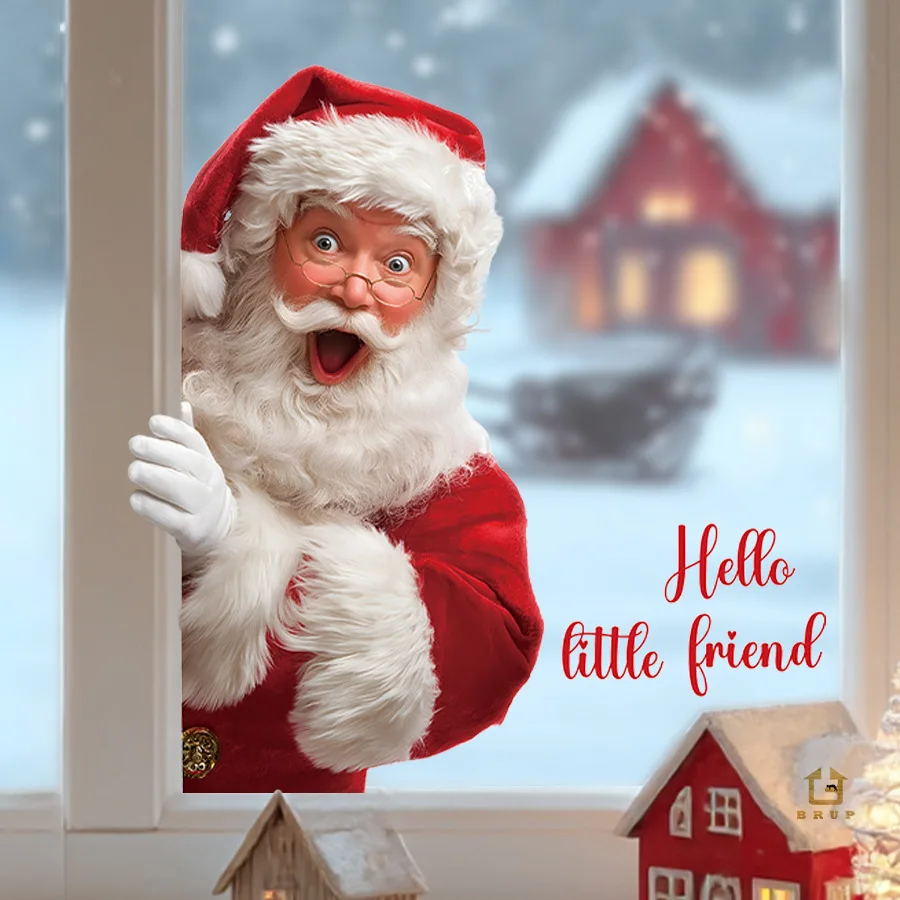 Decoración navideña, pegatinas autoadhesivas para ventana de Papá Noel, pegatinas decorativas para ventana de vidrio - imagen 3