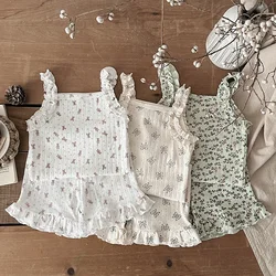 Conjunto floral bebé sin mangas con volantes 0-4 años
