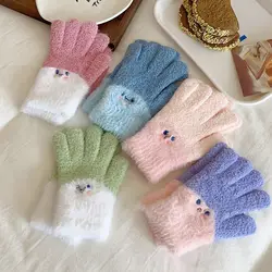 Guantes cortaviento de invierno color caramelo elásticos para niños