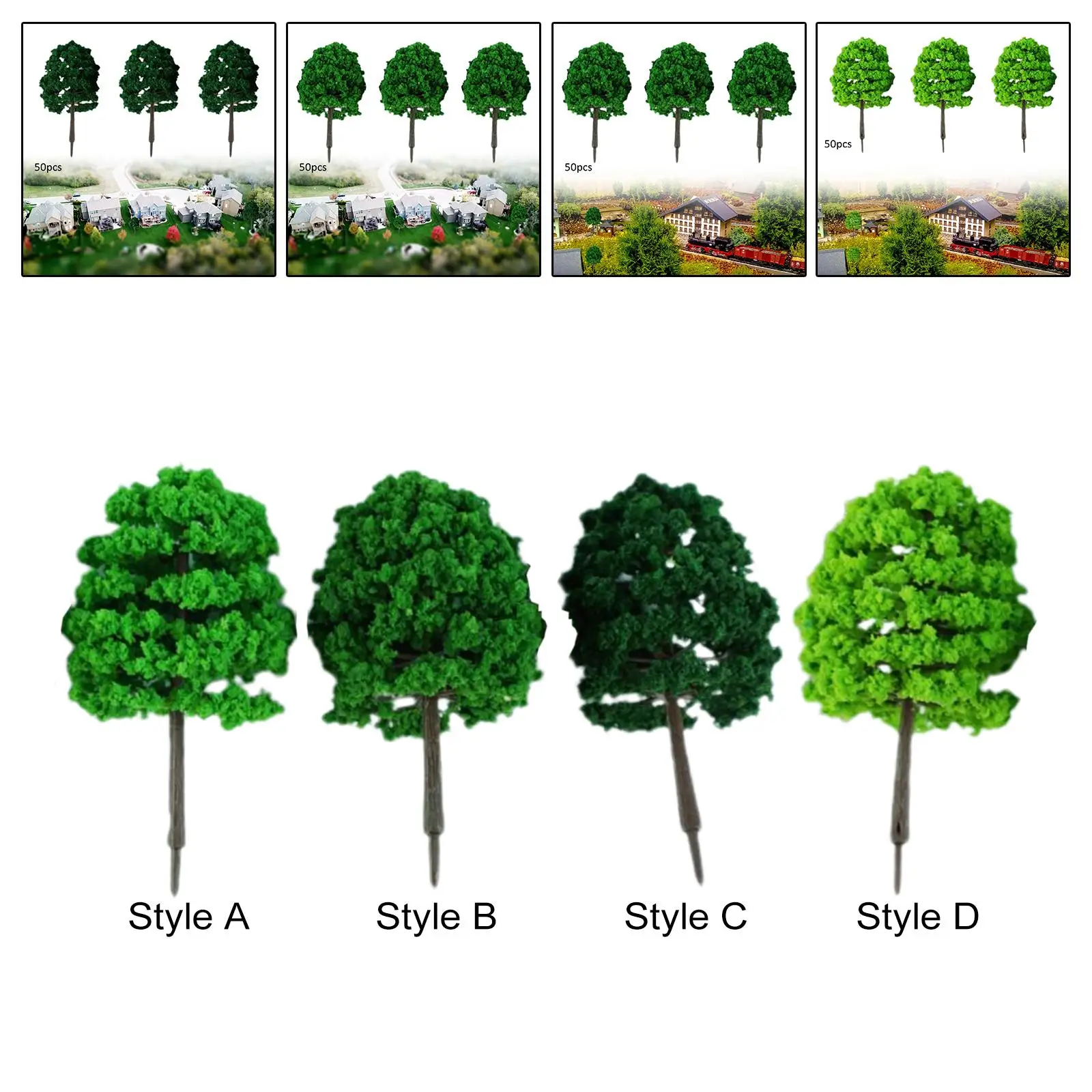 50x 1/100 Scale Model Trees Train Trees Railroad Scenery for Diorama Layout