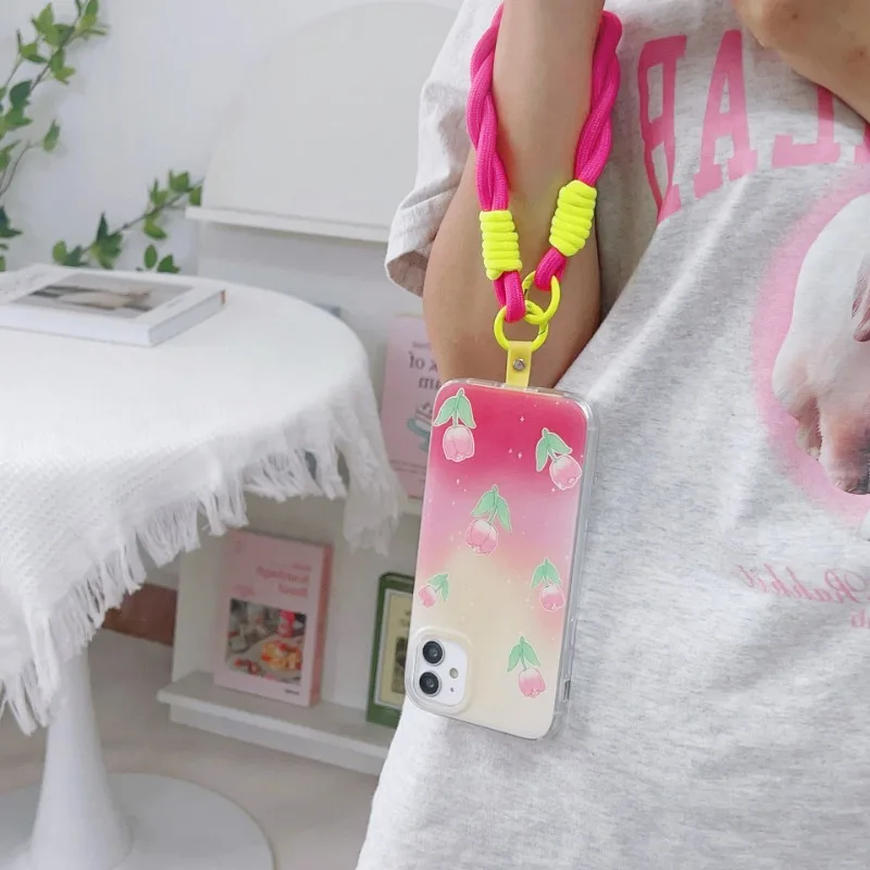 Lanière Anti-perte, chaîne à main, sangles de poignet pour téléphone, corde suspendue, couleurs acidulées, chaîne de téléphone portable - imagen 4