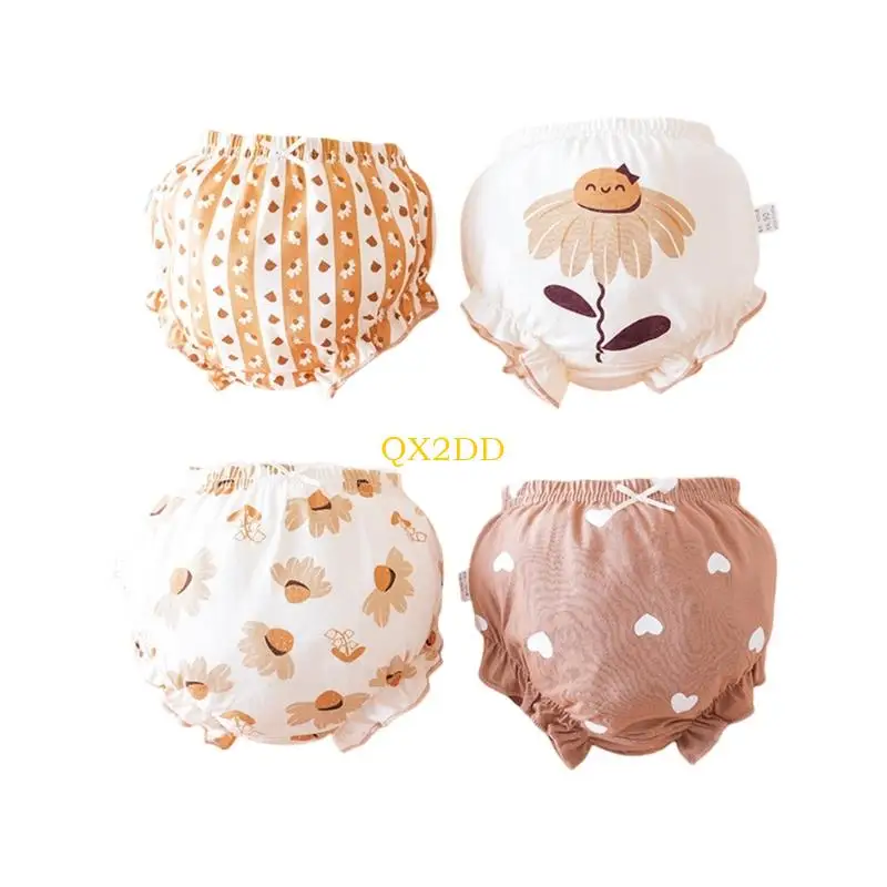 QX2D 4PCS Girls Strethery Wate Strisw Rear Fabrá suave juguetón durante 6 meses a 7 años - imagen 4