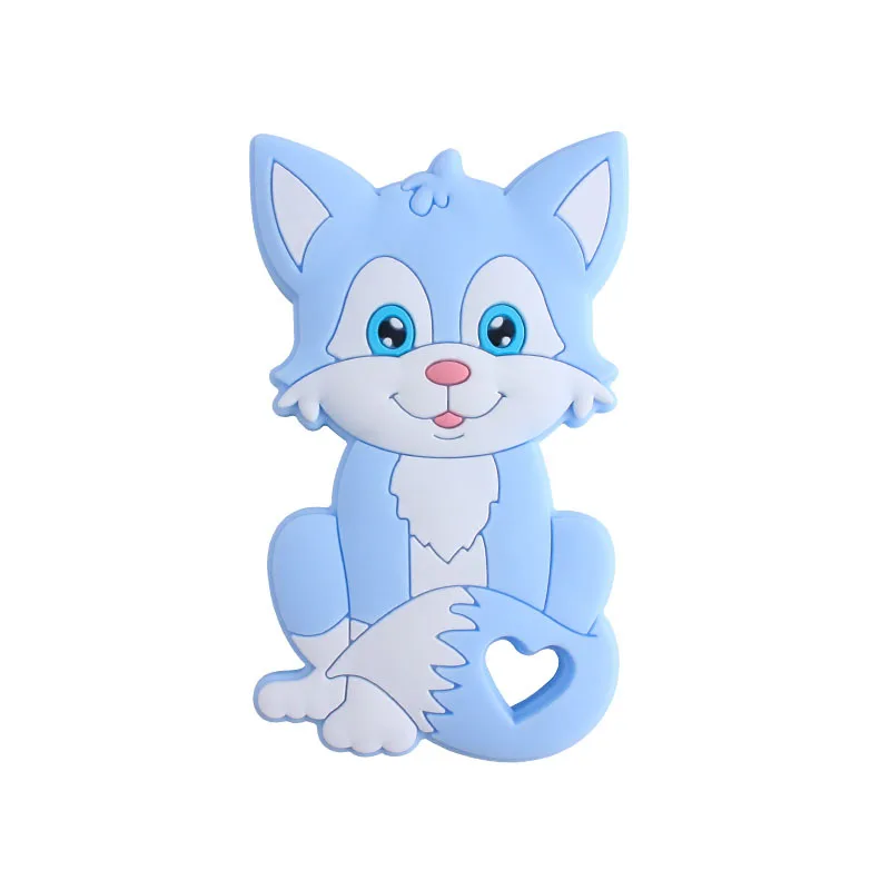 Mordedor de silicona de zorro para bebé, collar de dentición sin BPA, Mordedor de animales de dibujos animados, regalos de bricolaje - imagen 4