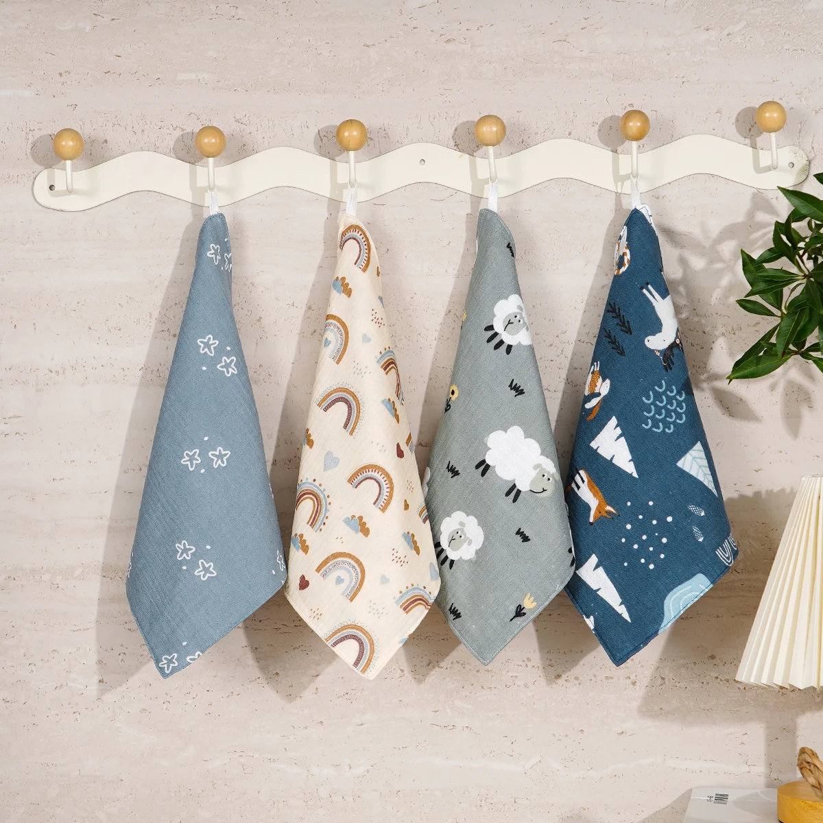 Elinfant 4 Uds. Toalla para la cara del bebé, paño de crepé de algodón 100%, toallitas suaves y acogedoras, paño para eructar infantil